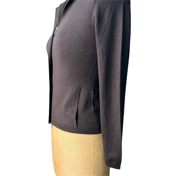 MAX MARA Weekend Vintage XS/S Chocolate Brown Silk-Wool Zip Jacket – Early 2000s - Picture 5 of 13
